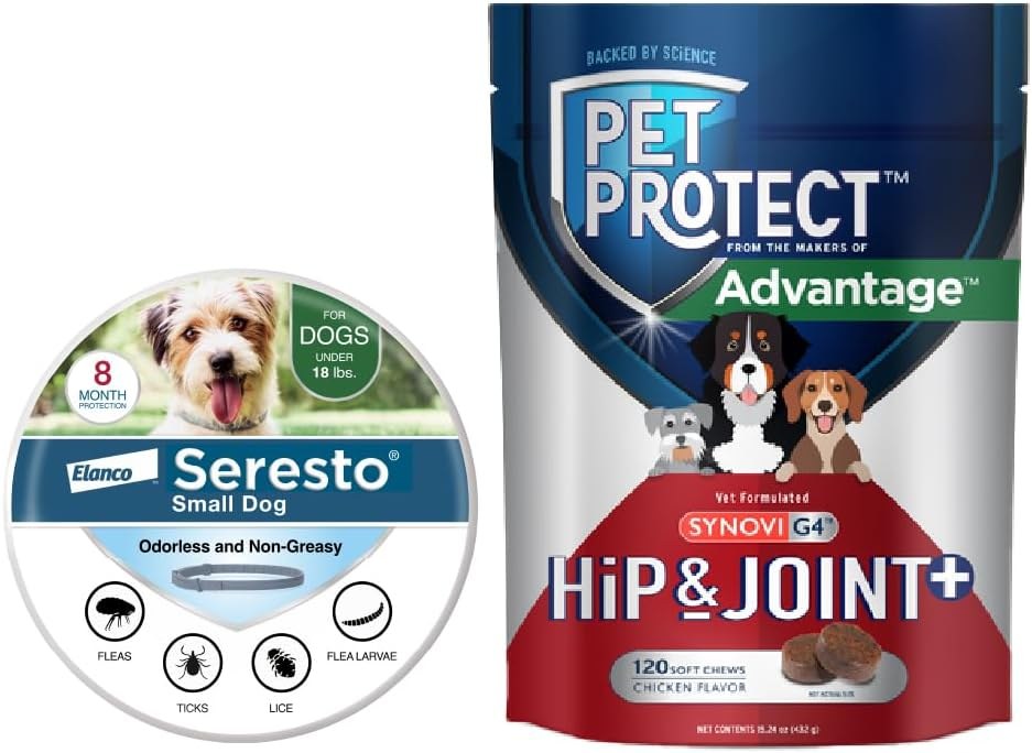 Seresto Small Dog Collar + Pet Protect Supplement Sets